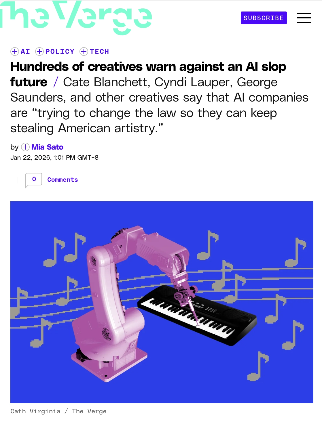 美国近 800 名创意人士联名呼吁：我们不想要一个充斥“AI 垃圾”的未来