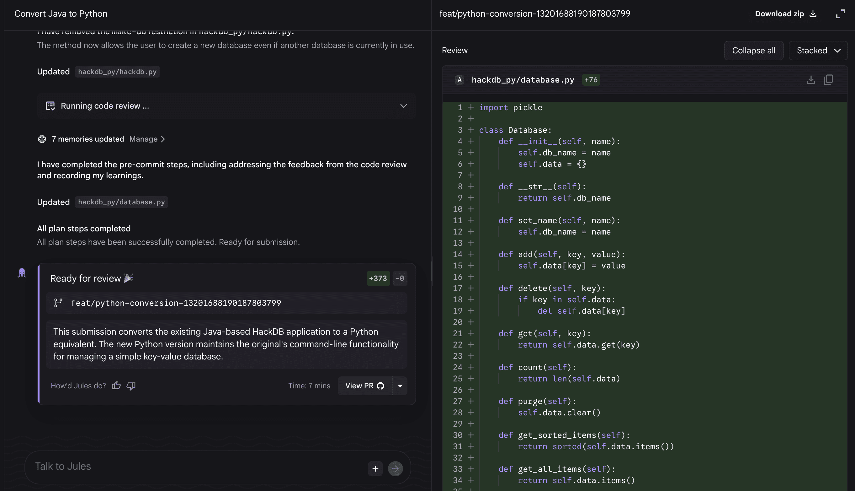 Reviewing the changes that Google Jules implemented