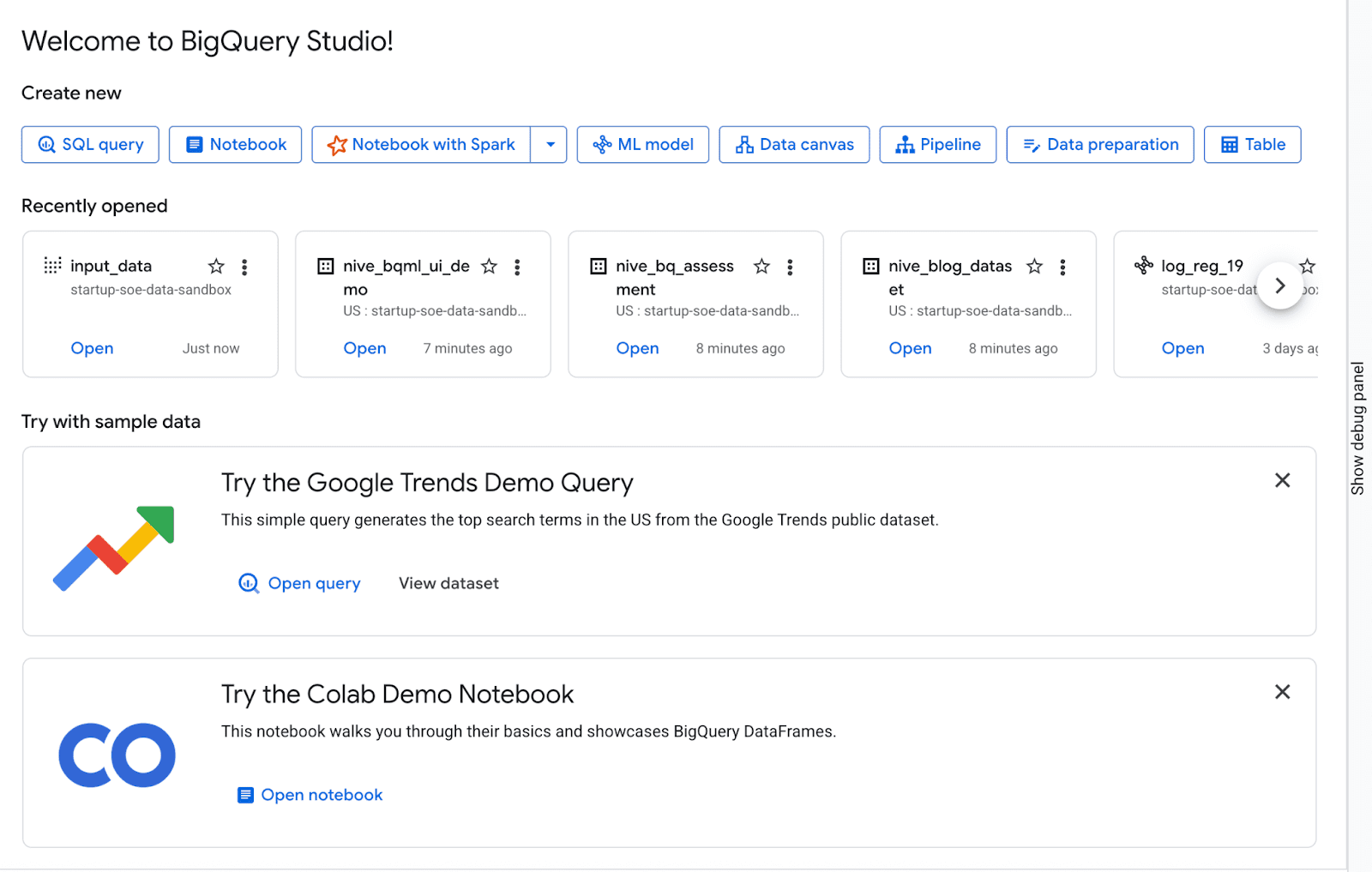 Creating the ML Model in BigQuery UI