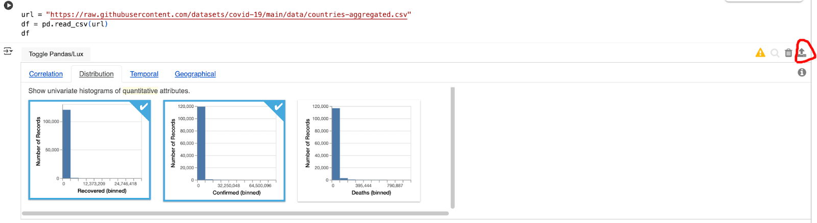Screenshot: Exporting visualizations - 1