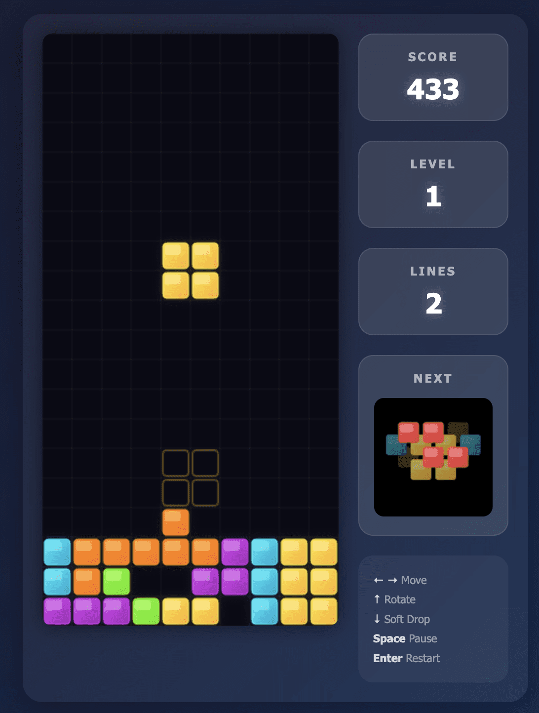 Tetris Gameplay Screen by Claude